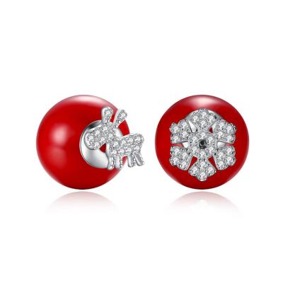 China Wholesale Christmas Trendy Jewelry Earrings Women 925 Sterling Silver Cubic Zirconia Cute Stud Earrings for sale