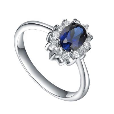 China Tasty Jewelry Crystal Zircon Diamond Classic Trendy 925 Sterling Silver Luxury Sapphire Finger Ring Fashion CLASSIC for Women for sale