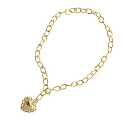 China Fashion TRENDY Charm High Quality 18k Gold Plated Heart Adjustable Cross Chain Pendant 925 Sterling Silver Anklet For Men and Women for sale