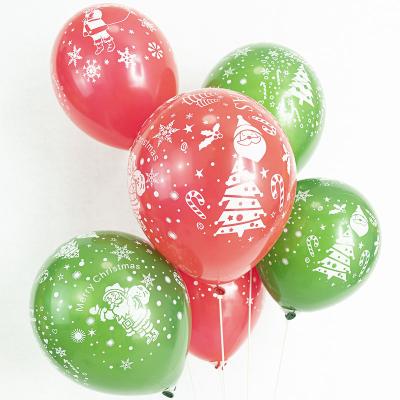 China 12 Inch Christmas Latex Balloons Merry Christmas Red Green Happy New Year Decorative Latex Balloon Toy Supplies for sale