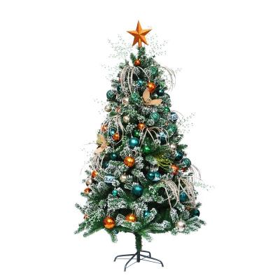 China Wholesale Snowy PVC/PE/PET/Fiber Christmas Tree Balls Snowy Optic Blue Flocking Luxury Pink Christmas Tree With Outdoor Christmas Tree for sale