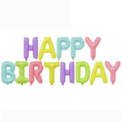 China Hot Selling 16 Inch Individual Aluminum Foil Inflating Happy Birthday Party Decorations Letter Balloon Set for sale