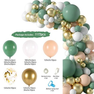 China 18 inch Bean Green Avocado Balloon Chain raw latex set birthday party wedding decoration latex balloon for sale