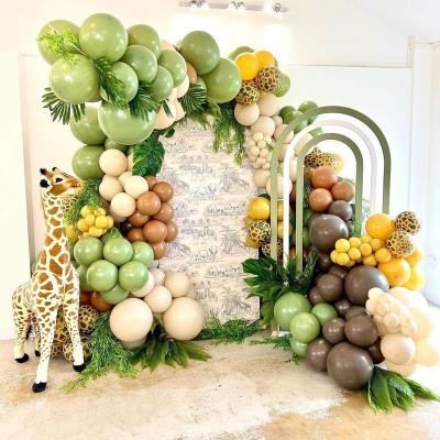 China Green Forest Animal Theme Party Jungle Decoration Arch Party Supplies Garland Kit Party Jungle Theme Balloon Latex Balloon for sale