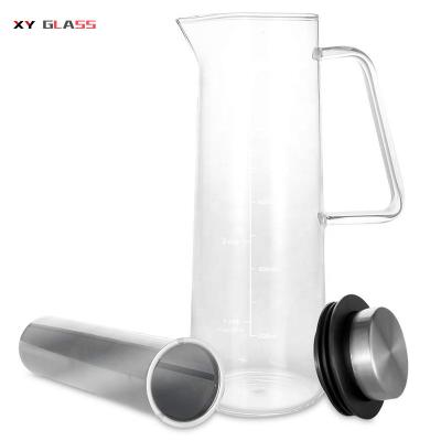 China Sustainable Modern Classic Heat Resistant Glass Portable Cold Brew Bottle Coffee Pot for sale