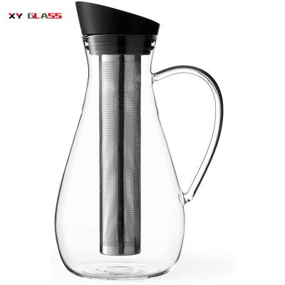 China Sustainable Dishwasher Safe Removeable Strainer Cold Brew Iced Cooking Glass Coffee Maker for sale