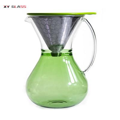 China Sustainable Promotion Exquisite Colorful Borosilicate Cooking Drip Glass Coffee Maker for sale