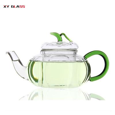 China Sustainably Direct Selling Souvenirs Pumpkin Heat Resistant Glass With Infuser Teapot for sale