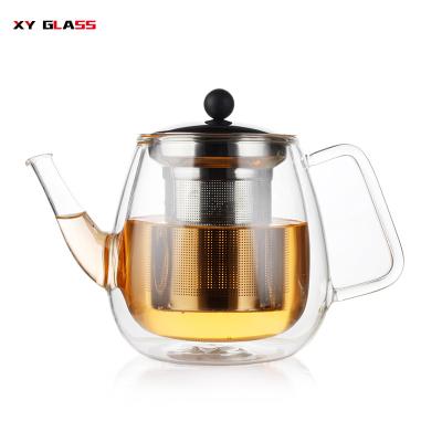 China Sustainable Traditional Craftsman New Product Double Wall With Filter Pyrex Glass Teapot for sale