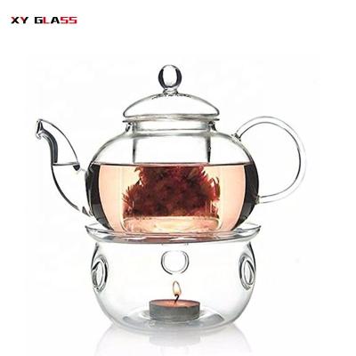 China Viable Gift Fancy Decorative Wholesale Dishwasher Safe Cooking Glass With Teapot Warmer for sale