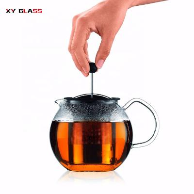 China Sustainable New Traditional Dinnerware With Strainer Plunger Heat Resistant Glass Teapot for sale