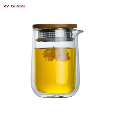 China Viable Newcomer With Bamboo Strainer Travel Heat Resistant Glass Tea Maker for sale