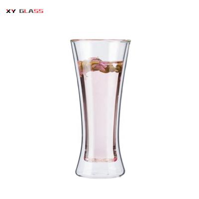 China Large Minimalist Pyrex Double Wall Clear Sublimation Beer Glass Frozen Mug for sale