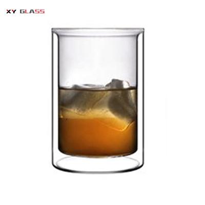 China Innovation Minimalist Trendy Clear Pyrex Double Wall Whiskey Frozen Glass Tumbler for sale