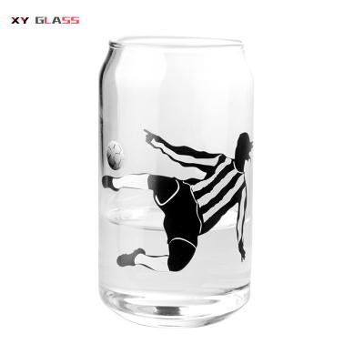 China Minimalist Unique Classics Customize Design Tin Shaped Borosilicate Glass Beer Mug for sale