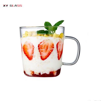 China Minimalist Classics Customize Design Borosilicate Proof Glass Water Milk Oatmeal Thermo Mug for sale