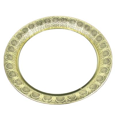 China Promotional Modern Luxury Customized Metal+Glass+Paper Gold Cavity Round Frame Mirror Tray for sale