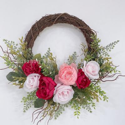 China Rose Wreath Summer Hot Design For Wedding Decoration Garland Home Shop Decoration Spring Artificial Flower Peony Decoration Sale for sale