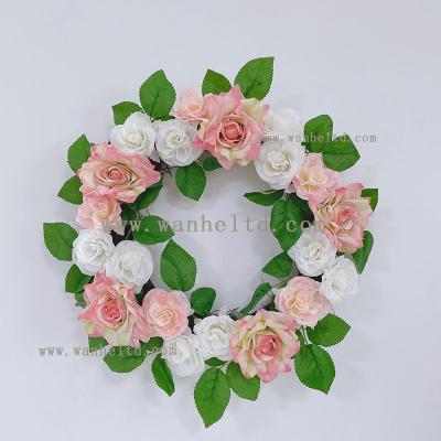 China Beautiful Decoration Silk Rose Artificial Flowers Wreaths Door Wall Decoration for Valentine's Day Flower Garland for Wedding Decoration for sale