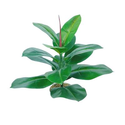 China Eco-friendly Artificial Plants Bird Of Paradise Leaf Faux Green Potted Banana Leaves Greenery In Cement Planter Pot For Home Decoration for sale