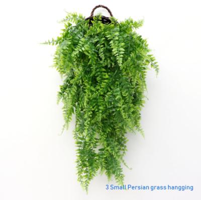 China Eco-friendly Persian Grass Hanging Basket Smells Artificial Flower Soft Material Dry Flower Wall Decoration Plant Super Glue Simulation Plant for sale