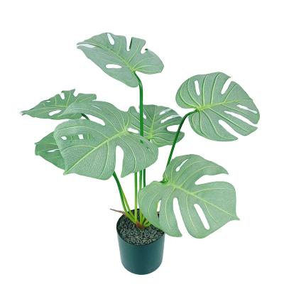 China High Quality Real Touch Eco - Friendly Artificial Monsteras Leaves Plants Pot Home Decoration Plastic Wedding for sale