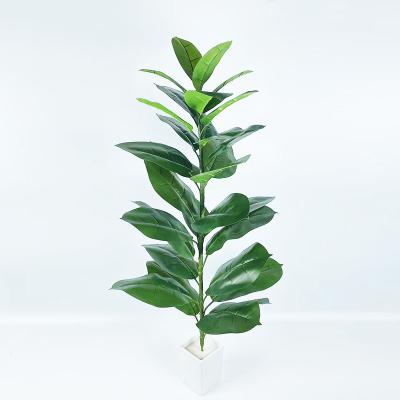 China Eco - Friendly Custom Potted Saplings Simulate Green Artificial Plants Rubber Leaves For Office Indoor Decoration for sale