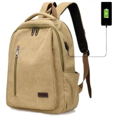 China La mochila que viaja del ordenador de la lona de la mochila de las mujeres lavables modificadas para requisitos particulares de los hombres con carga por USB en venta