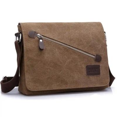 China Custom Business Men's Crossbody Shoulder Washable Canvas Messenger Bag For Men for sale