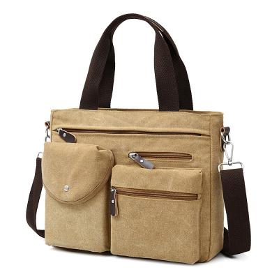 China Washable Mens Canvas Briefcase Laptop Bag For 11.6 / 14 Inch Notebook Computer for sale