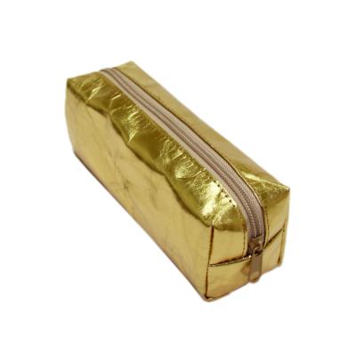 China Cree la bolsa lavable del papel para requisitos particulares de Kraft del artículo de tocador del viaje del bolso de oro del lápiz para la muchacha en venta