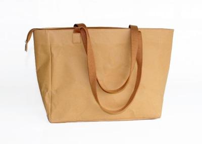 China Bolsos lavables sostenibles de las vagabundas de Brown Tote Bags Kraft Paper Shopping con el logotipo de encargo en venta