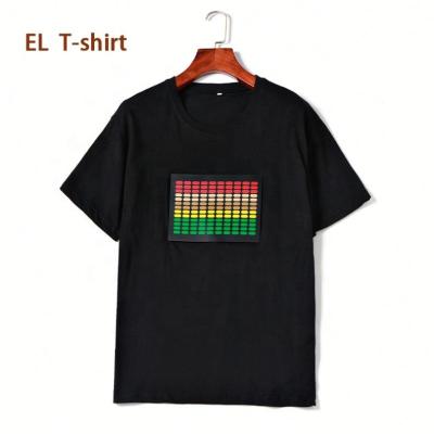 China China Supplier Sound Activated Custom Printing 100% Cotton EL T Shirt / Light Up T Shirt Led T Shirt for sale