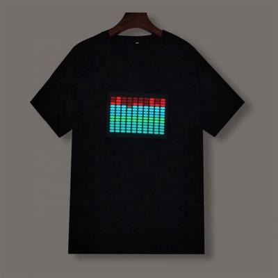 China Factory Supply Hot Selling Sound Activated Sound Activated Led Panel T-shirt Custom EL Flash T-shirt for sale