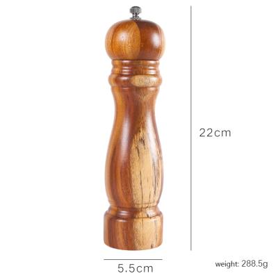 China Viable Manual Black Pepper Grinder Household Wooden Seasoning Salt Sea Pepper Seasoning Jar for sale