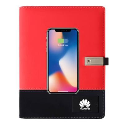 China Travel Notebook Leather Power Bank with Flash Drive Pen Holder for sale