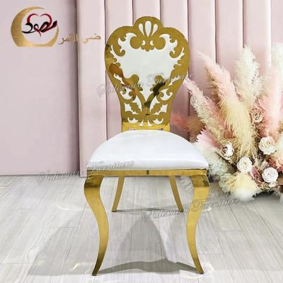 China Latest design gold throne chairs high back royal carved luxury wedding chair for sale