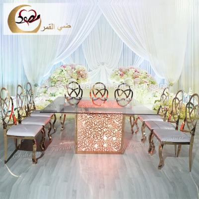 China stainless steel frame square LED wedding buffet table used for dining for sale