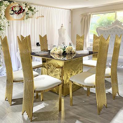 China New sale stainless steel wedding furniture mirror glass table modern design à venda