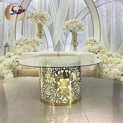 China Rechargeable round glass top wedding party restaurant table led light for sale