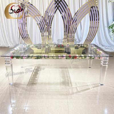 China Popular wedding furniture modern clear acrylic transparent wedding table à venda