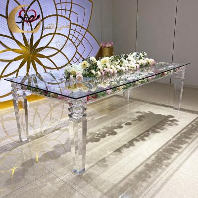 China Rectangle glass top party banquet clear crystal acrylic transparent table for sale