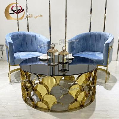 China Hot style hotel modern glass top stainless steel coffee tea table design for sale