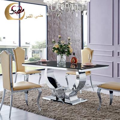 China Home furniture modern chinese rectangle metal base 8 seater dining tables for sale