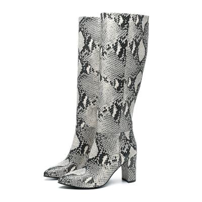 China Printed High Thigh High Booties Women Ladies High Heel Boots Knee High Bootie For Female OEM Genuine Leather for sale