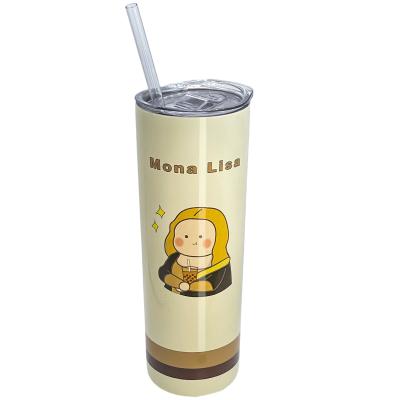 China Hot Sale 650ml Stainless Steel Double-Layer Heat Insulation PORTABLE Hot Straight Water Cup Glass Cup With Lid And Straw Insulation Cup for sale