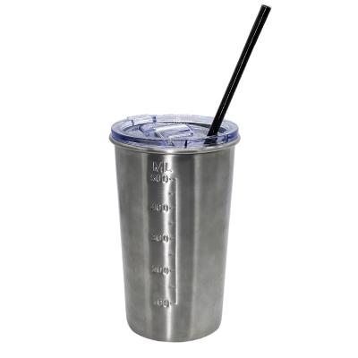 China PORTABLE Straw Stainless Steel Water Cup For Reusable Stainless Steel Vacuum Flask With Lid Made In China for sale