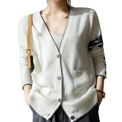 China TB News Early Spring 2021 Anti-wrinkle Color Matching Cardigan Women's Four Bars Loose Slim Fashion Knitted Sweater for sale