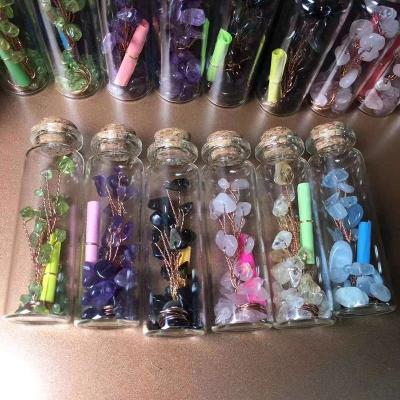 China China Lucky Glass Wishing Bottle Natural Gemstone Gravel Quartz Crystal Bottles Tumble Stone for sale