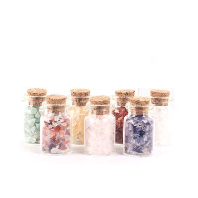 China China Hot Sale Natural Crystal Gravel Glass Bottle Quartz Gravel Stone Stone Wishing Drift Bottle for sale